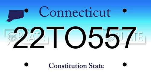 22TO557 Connecticut License Plate