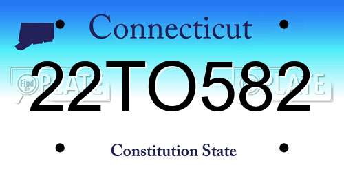22TO582 Connecticut License Plate