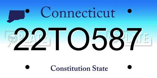 22TO587 Connecticut License Plate