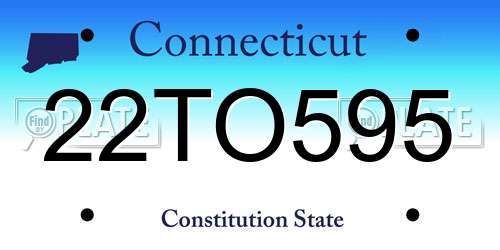 22TO595 Connecticut License Plate