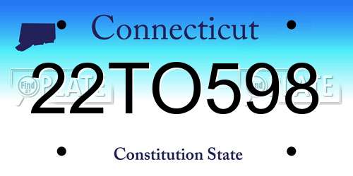 22TO598 Connecticut License Plate