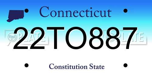 22TO887 Connecticut License Plate