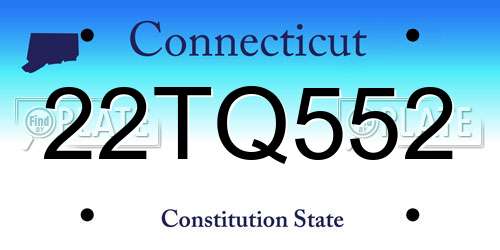 22TQ552 Connecticut License Plate