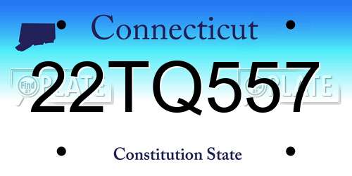 22TQ557 Connecticut License Plate
