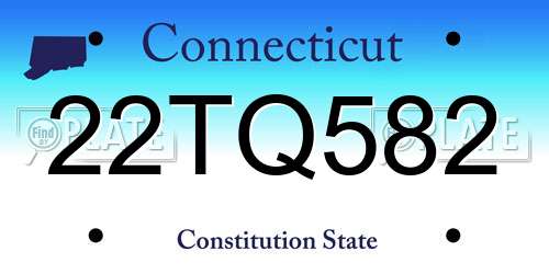 22TQ582 Connecticut License Plate