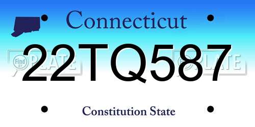 22TQ587 Connecticut License Plate