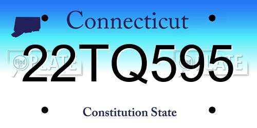 22TQ595 Connecticut License Plate