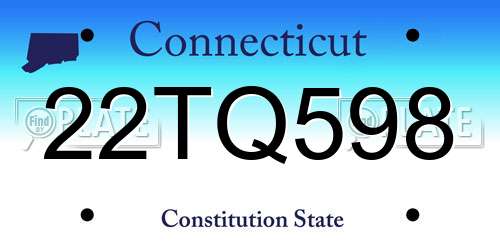 22TQ598 Connecticut License Plate