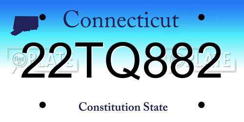 22TQ882 Connecticut License Plate