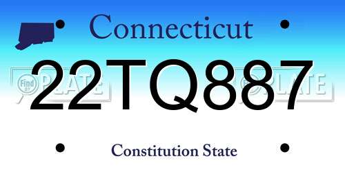 22TQ887 Connecticut License Plate