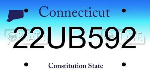 22UB592 Connecticut License Plate