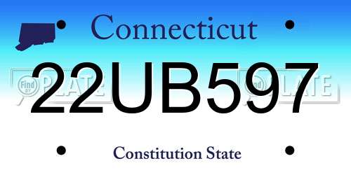 22UB597 Connecticut License Plate