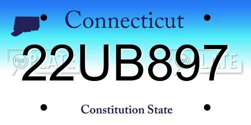 22UB897 Connecticut License Plate