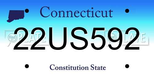 22US592 Connecticut License Plate