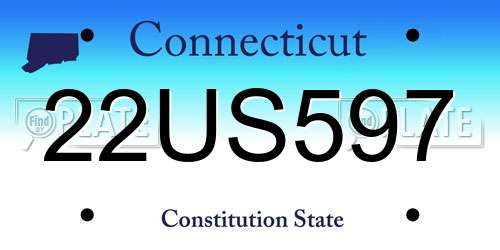 22US597 Connecticut License Plate