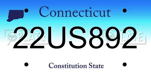 22US892 Connecticut License Plate