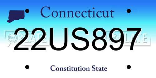 22US897 Connecticut License Plate