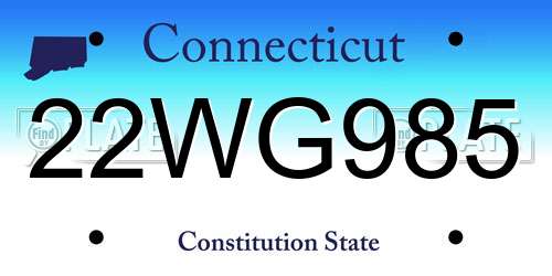 22WG985 Connecticut License Plate