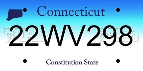 22WV298 Connecticut License Plate