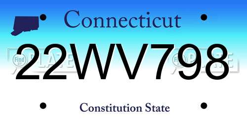 22WV798 Connecticut License Plate