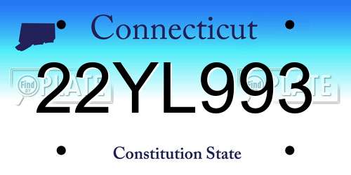 22YL993 Connecticut License Plate