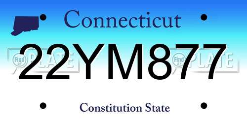 22YM877 Connecticut License Plate