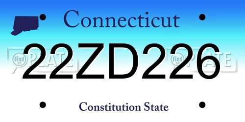 22ZD226 Connecticut License Plate