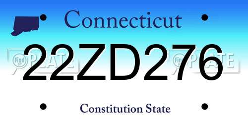 22ZD276 Connecticut License Plate