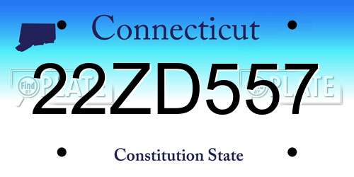 22ZD557 Connecticut License Plate
