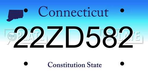 22ZD582 Connecticut License Plate