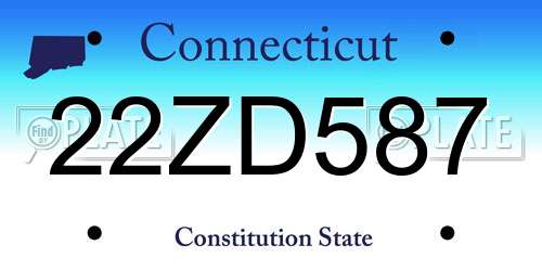 22ZD587 Connecticut License Plate