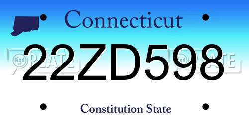 22ZD598 Connecticut License Plate