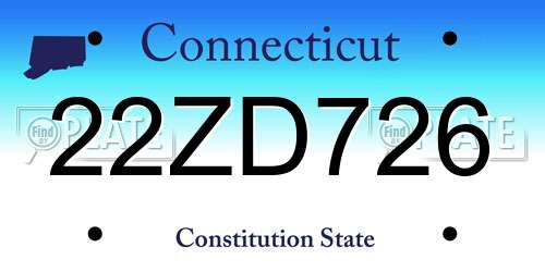 22ZD726 Connecticut License Plate