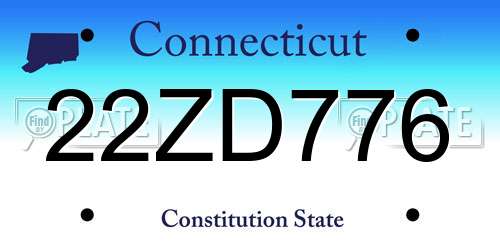 22ZD776 Connecticut License Plate