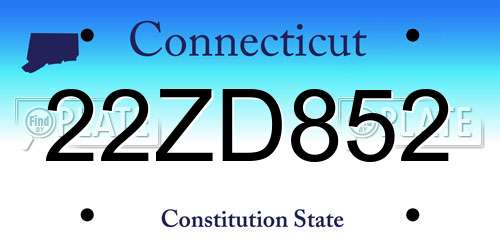 22ZD852 Connecticut License Plate