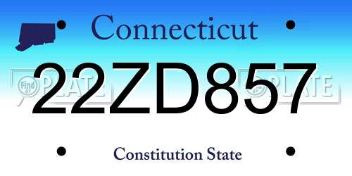 22ZD857 Connecticut License Plate