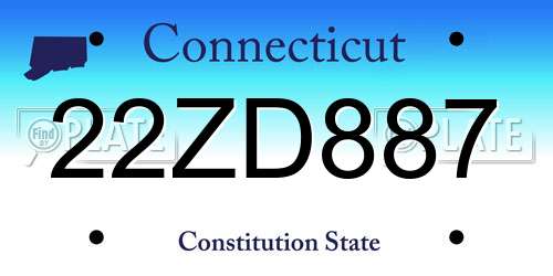22ZD887 Connecticut License Plate