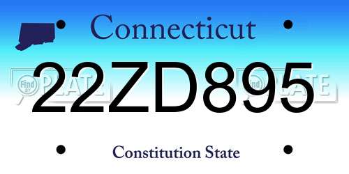 22ZD895 Connecticut License Plate