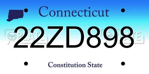 22ZD898 Connecticut License Plate