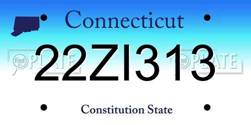 22ZI313 Connecticut License Plate