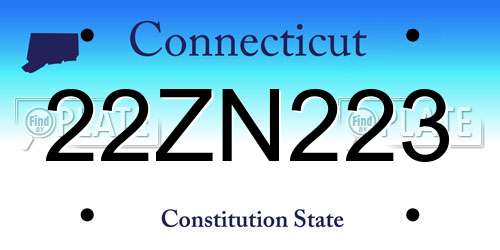 22ZN223 Connecticut License Plate