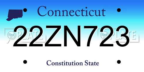 22ZN723 Connecticut License Plate