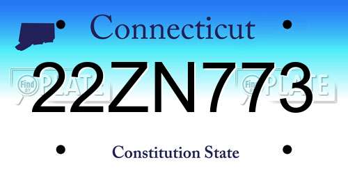 22ZN773 Connecticut License Plate