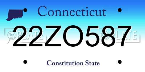 22ZO587 Connecticut License Plate