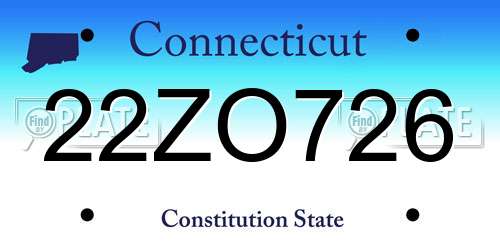 22ZO726 Connecticut License Plate