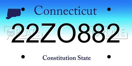 22ZO882 Connecticut License Plate