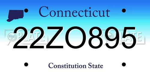 22ZO895 Connecticut License Plate