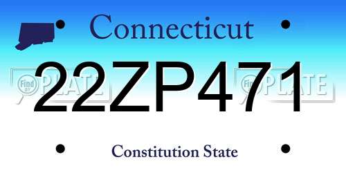 22ZP471 Connecticut License Plate