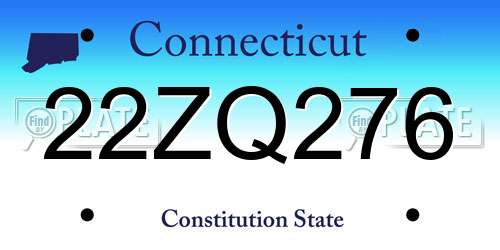 22ZQ276 Connecticut License Plate