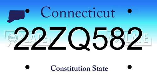 22ZQ582 Connecticut License Plate